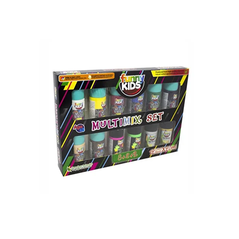 AKRİLİK BOYA-FUNNY KİDS 12x20ML*MULTIMIX SET