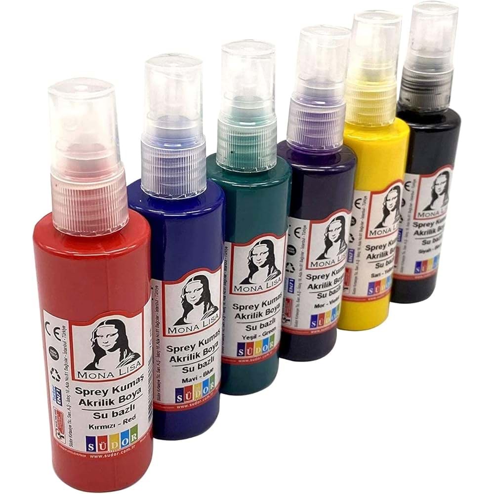 AKRİLİK KUMAŞ BOYASI SET-SPREY SÜDOR 70ML.PKT*6