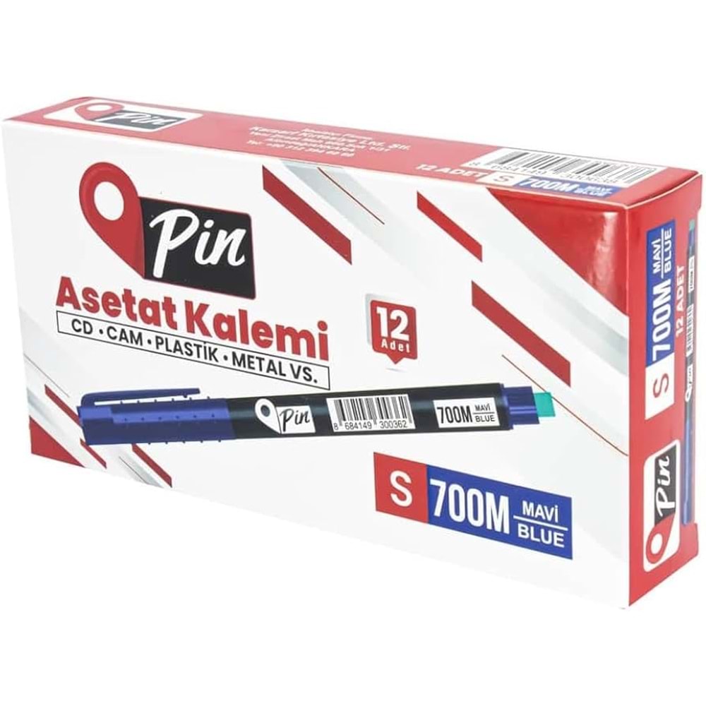 ASETAT KALEMİ-S700 SİLGİLİ S PKT*12-MAVİ