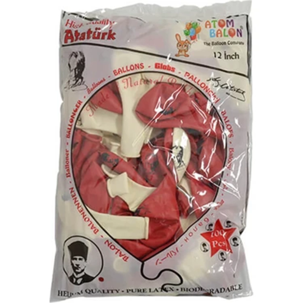 BALON-ATATÜRK BASKILI ATOM 12 INCH PKT*100