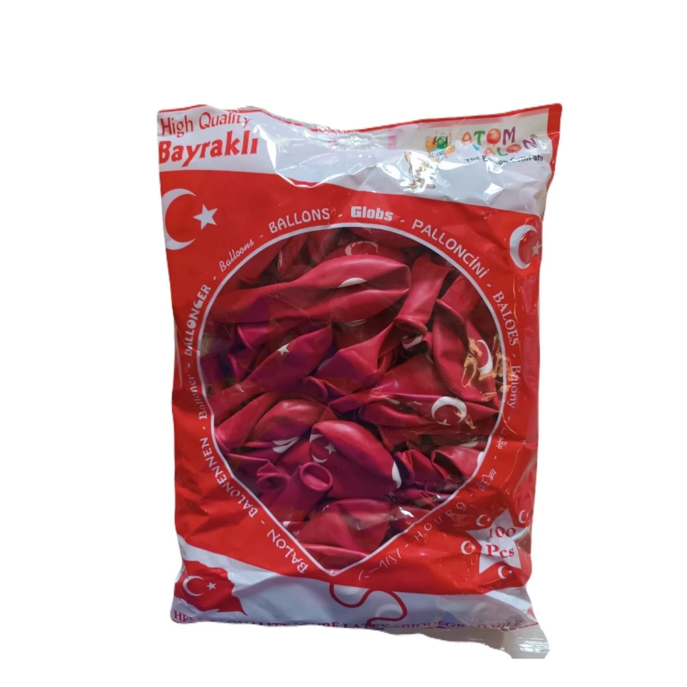 BALON-BAYRAK BASKILI ATOM 12 INCH PKT*100