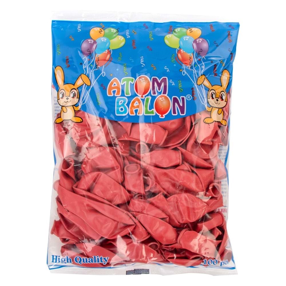 BALON-DÜZ RENK ATOM PKT*100 KIRMIZI