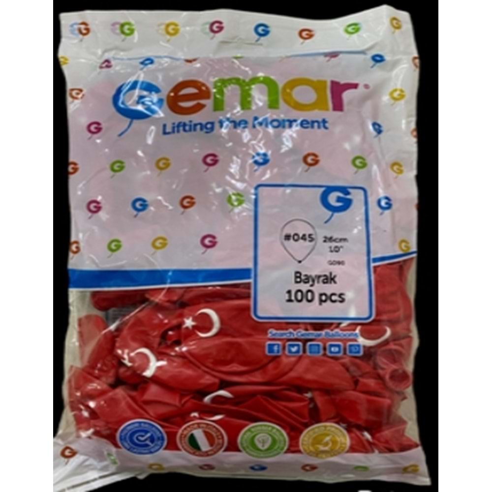 BALON-BAYRAK BASKILI GEMAR PKT*100