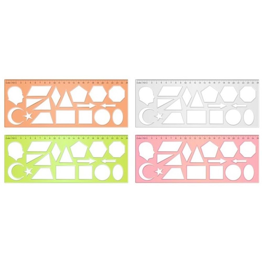 CETVEL-HATAS GEOMETRİK ŞEKİLLER ŞABLONU*25CM