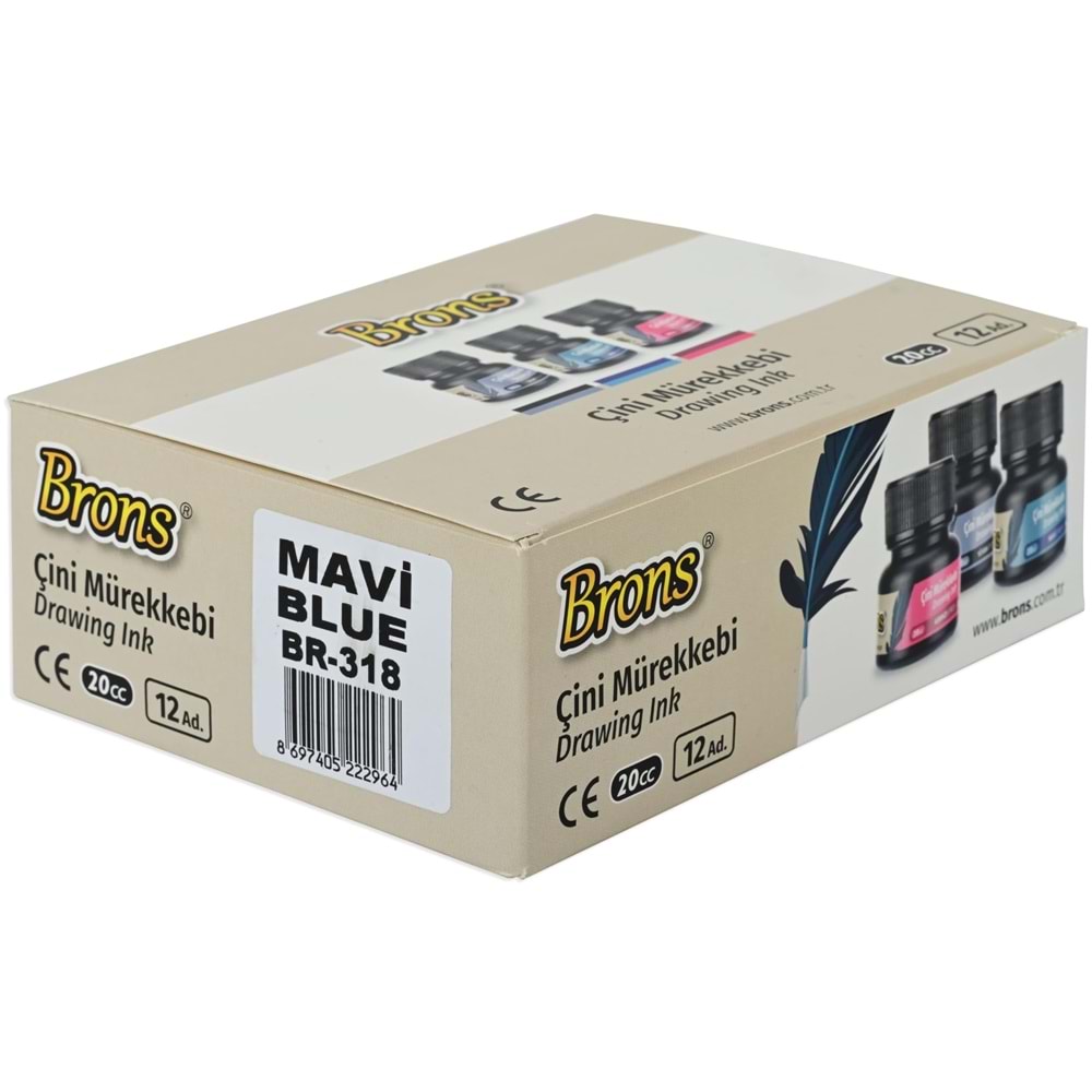 ÇİNİ MÜREKKEBİ-BRONS 20CC.PKT*12-MAVİ