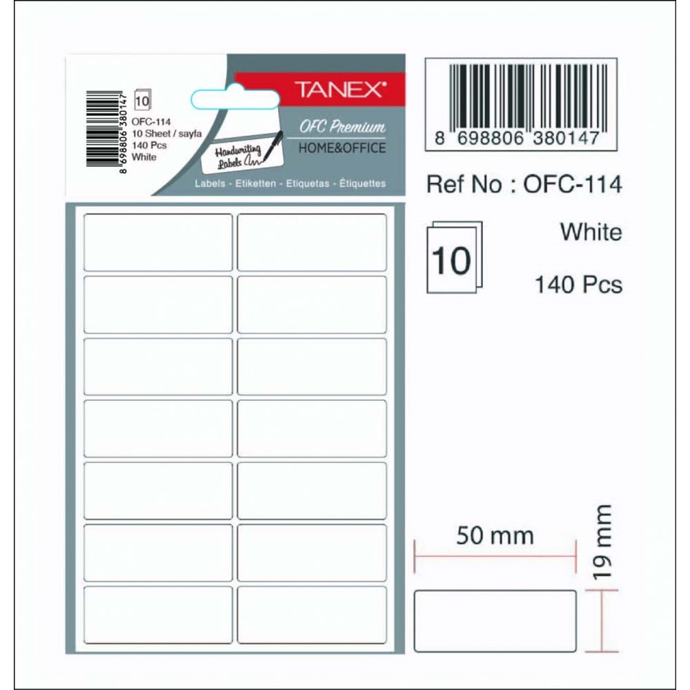 ETİKET-OFİS 19x50MM PKT*10-BEYAZ