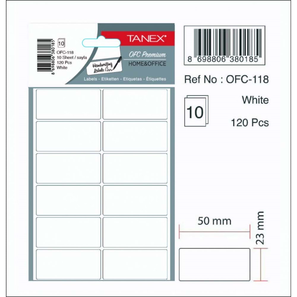 ETİKET-OFİS OFC-118 23x50MM PKT*10-BEYAZ