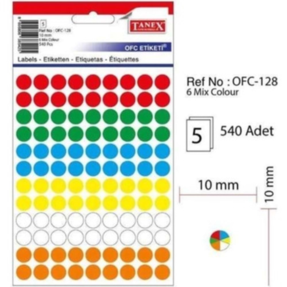 ETİKET-OFİS OFC-128 10MM PKT*10-KARIŞIK