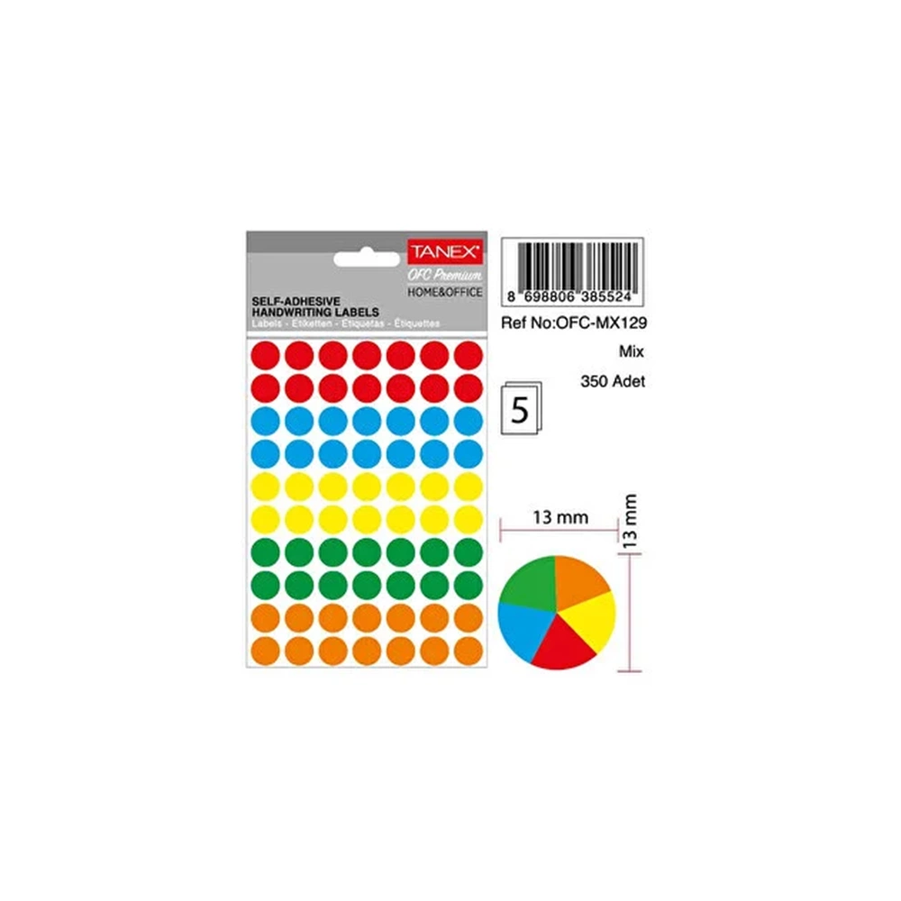 ETİKET-OFİS OFC-129 13MM PKT*10-KARIŞIK