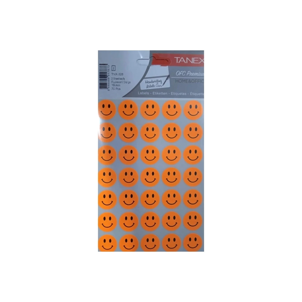 ETİKET-19MM FLO GÜLENYÜZ PKT*10-TURUNCU
