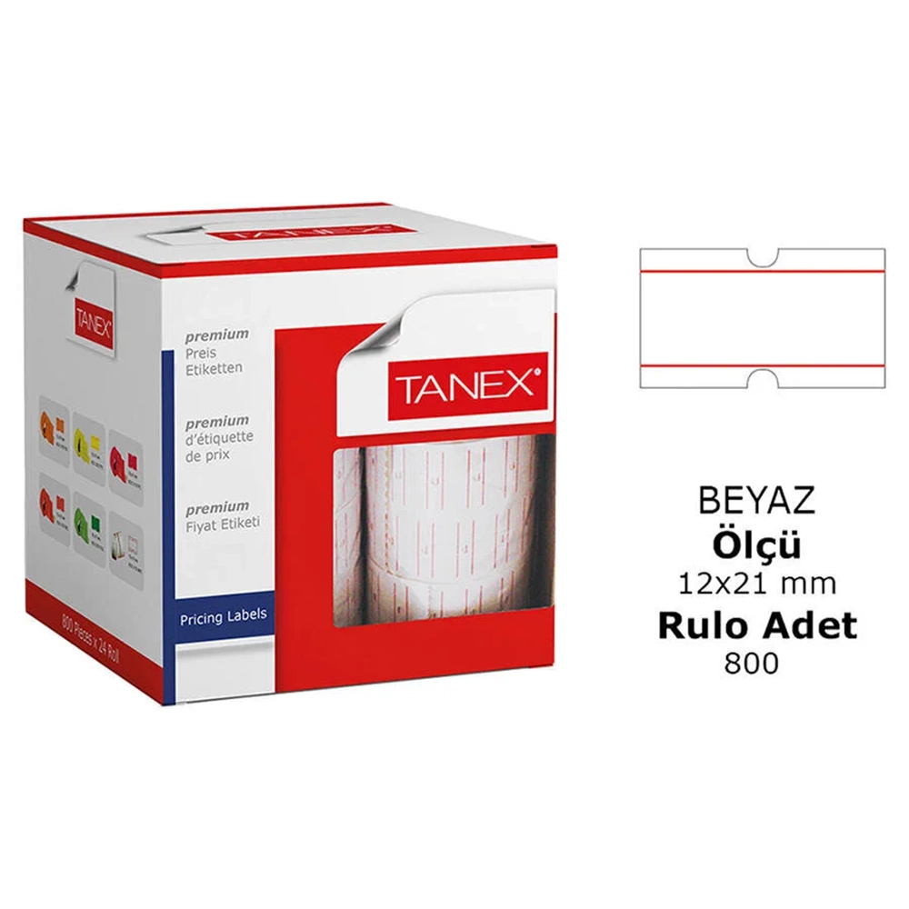 FİYAT ETİKETİ-FLO 12x21MM PKT*24-BEYAZ