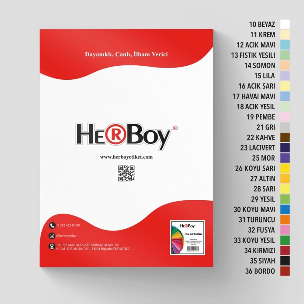 FON KARTON 35x50-160GR.HERBOY PKT*100-BEYAZ