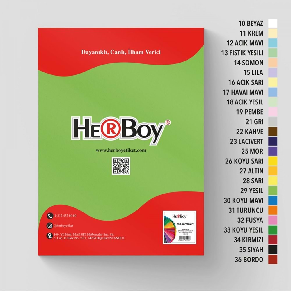 FON KARTON 35x50-160GR.HERBOY PKT*100-YEŞİL