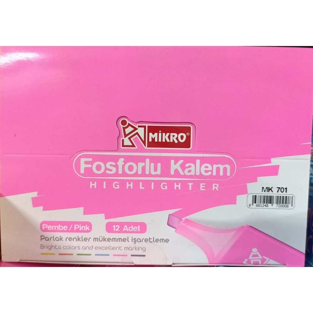 FOSFORLU KALEM-MİKRO PKT*12-PEMBE