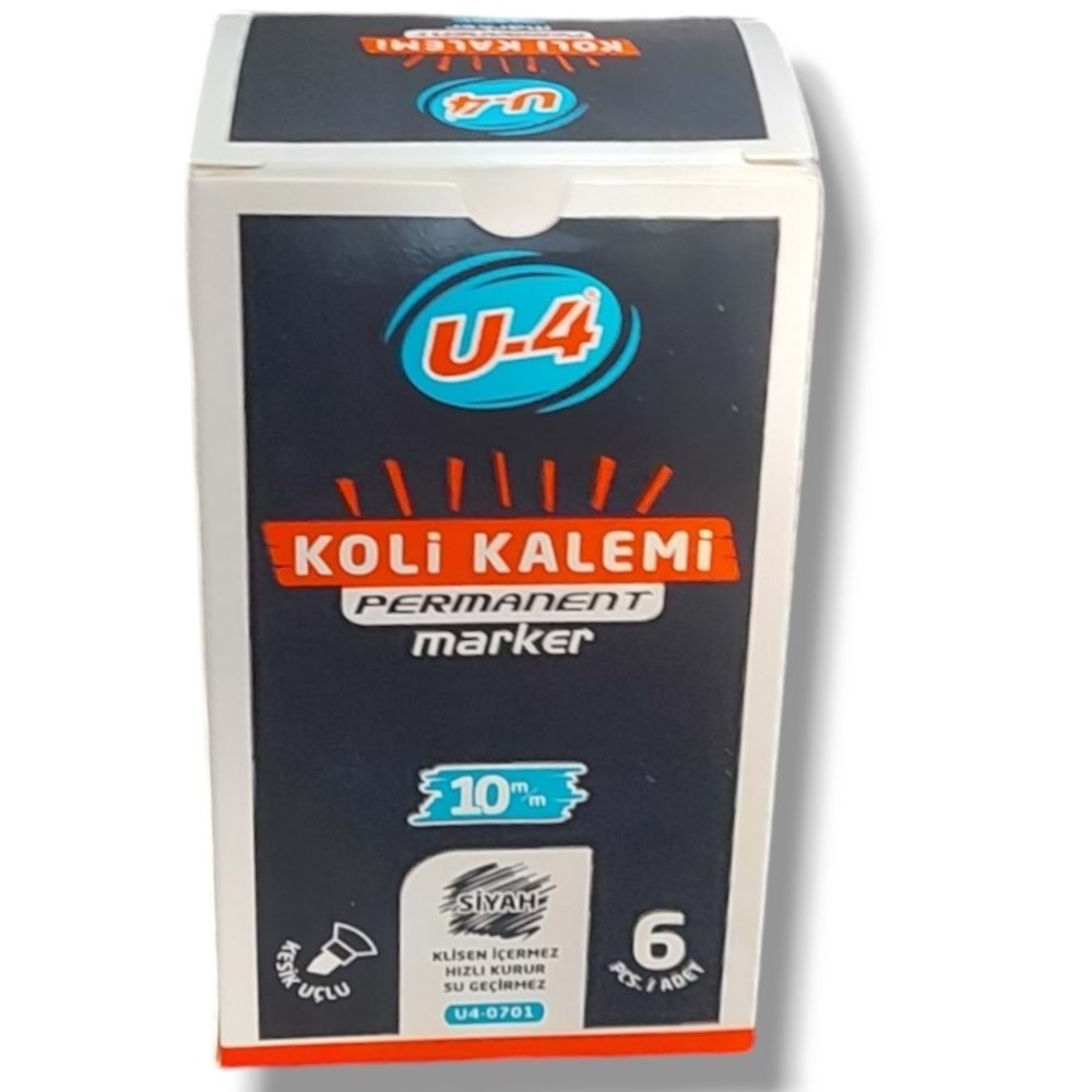 KOLİ KALEM-U-4 KESİK UÇ 10MM.PKT*6-MAVİ