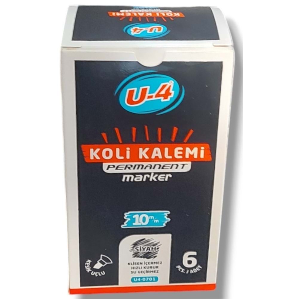 KOLİ KALEM-U-4 KESİK UÇ 10MM.PKT*6-SİYAH