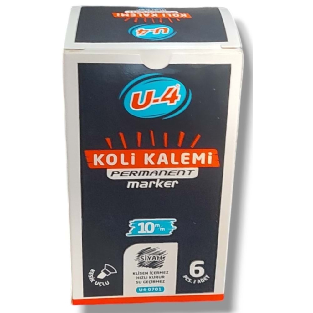 KOLİ KALEM-U-4 KESİK UÇ 6MM.PKT*10-MAVİ