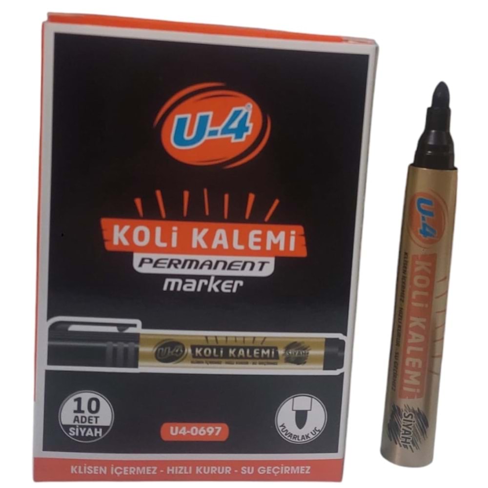 KOLİ KALEM-U-4 YUV.UÇ PKT*10-SİYAH