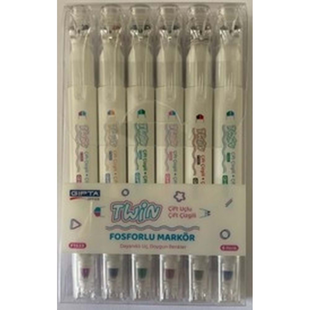 MARKER KALEM-GIPTA ÇİFT TARAFLI TWİN UÇ PKT*6