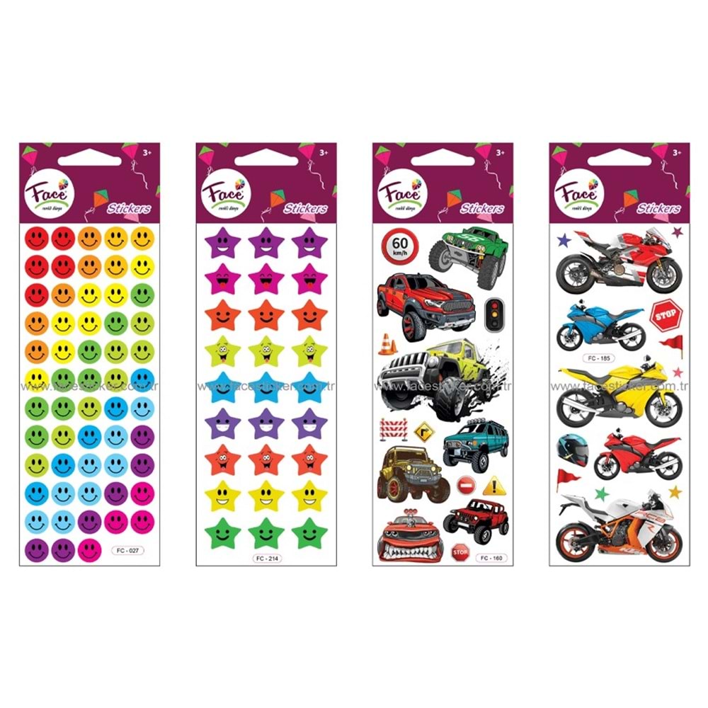 STİCKER-FACE KABARTMALI-STANDART BOY*PKT*20