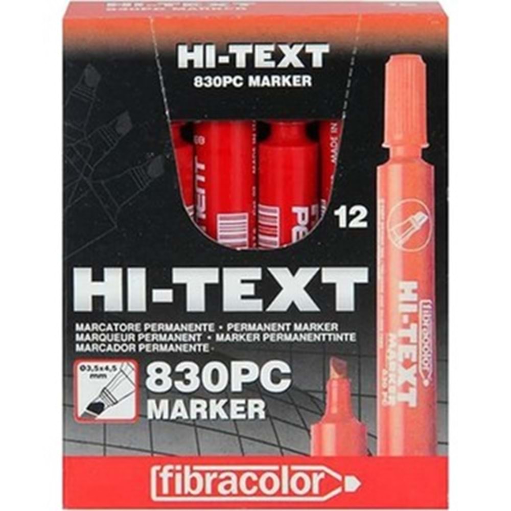TAHTA KALEMİ-HI-TEXT MARKER KESİK UÇ PKT*12-KIRMIZI
