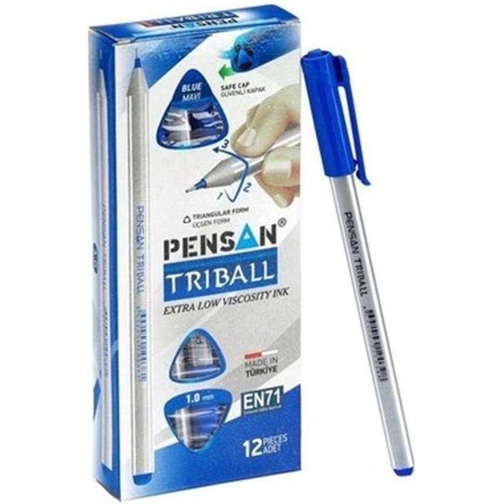 TÜKENMEZ KALEM TRIBALL-PENSAN 1.0 PKT*12-MAVİ