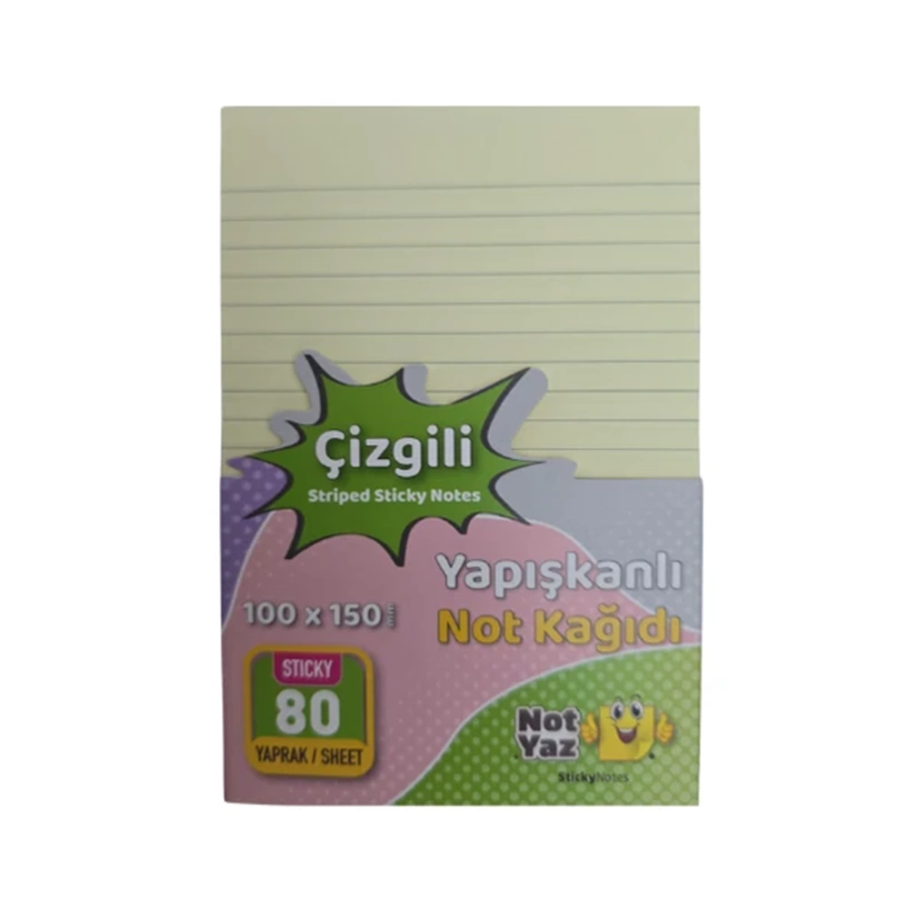 NOTYAZ-YAPIŞKANLI NOT KAĞIDI ÇİZGİLİ-80 YP.*YNK-1490