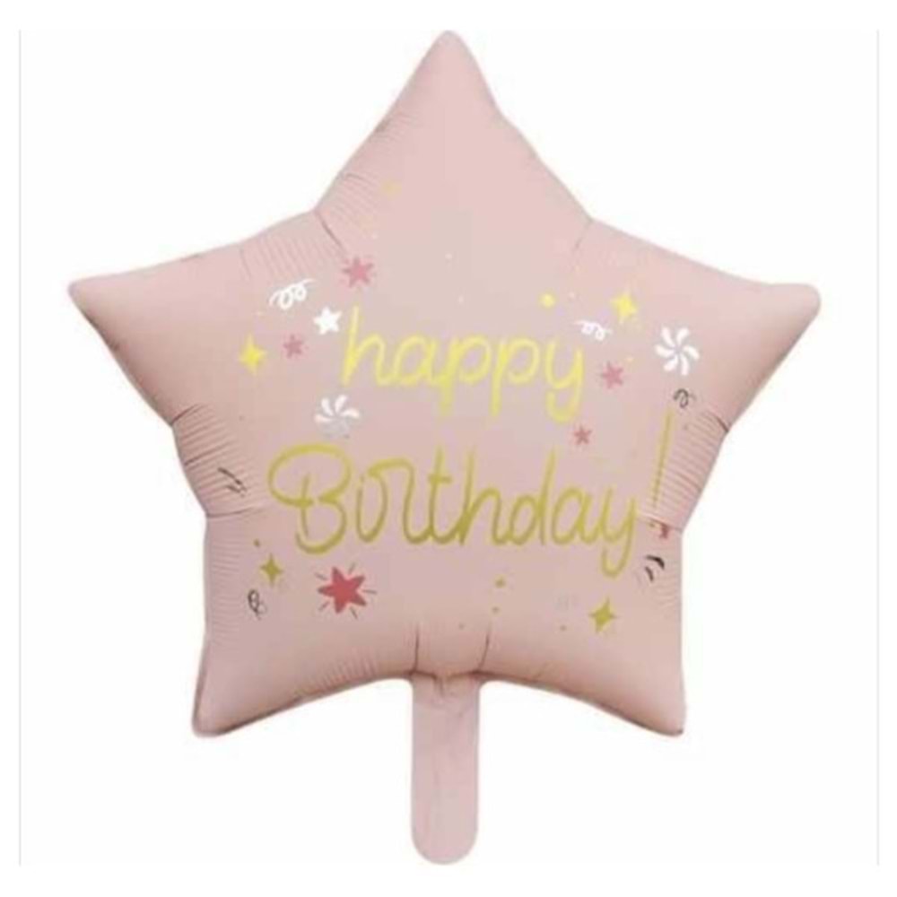 BALON FOLYO YILDIZ-HAPPY BRITHDAY*PEMBE