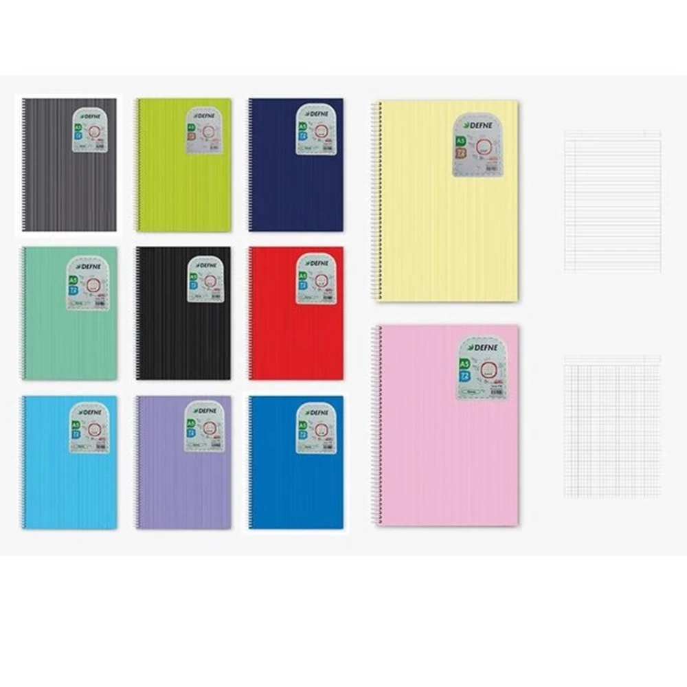 DEFTER-A5 DEFNE*NOVA 72YP.SPİRALLİ PP.KAPAK*DÜZ