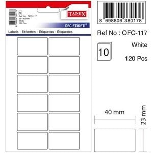 ETİKET-OFİS 23x40MM PKT*10-BEYAZ