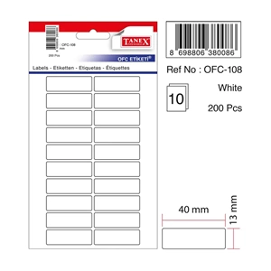 ETİKET-OFİS OFC-108 13x40MM PKT*10-BEYAZ