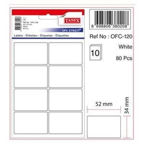 ETİKET-OFİS TOFC-120 34x52MM PKT*10-BEYAZ