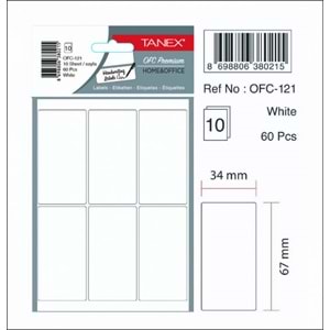 ETİKET-OFİS OFC-121 34x67MM PKT*10-BEYAZ