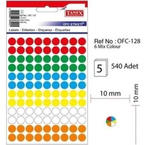 ETİKET-OFİS OFC-128 10MM PKT*10-KARIŞIK