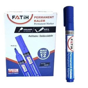 TAHTA KALEMİ-FATİH PERMANENT KESİK UÇ*D.BİLİR PKT*12-MAVİ