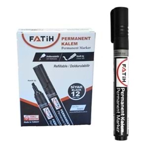 TAHTA KALEMİ-FATİH PERMANENT KESİK UÇ*D.BİLİR PKT*12-SİYAH