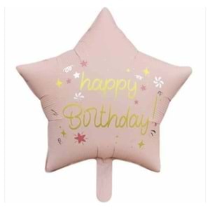BALON FOLYO YILDIZ-HAPPY BRITHDAY*PEMBE