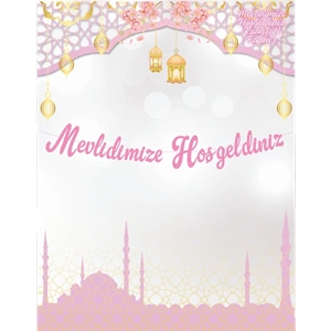 BANNER KALİGRAFİ*MEVLİDİMİZE HOŞGELDİNİZ-PEMBE