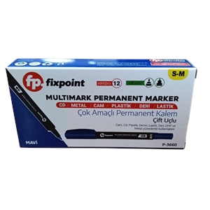 ASETAT KALEMİ-ÇİFT UÇLU S/M PKT*12-MAVİ