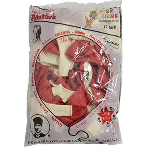 BALON-ATATÜRK BASKILI ATOM 12 INCH PKT*100