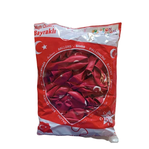 BALON-BAYRAK BASKILI ATOM 12 INCH PKT*100