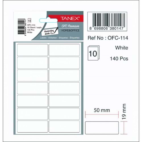 ETİKET-OFİS 19x50MM PKT*10-BEYAZ