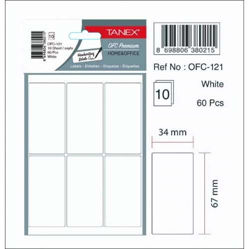 ETİKET-OFİS OFC-121 34x67MM PKT*10-BEYAZ