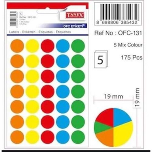 ETİKET-OFİS OFC-131 19MM PKT*10-KARIŞIK