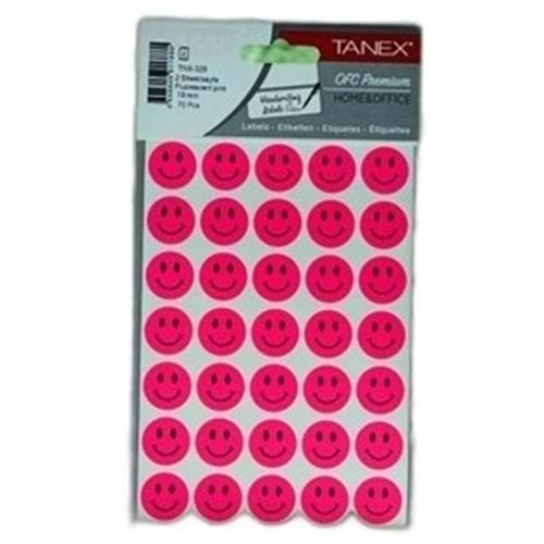 ETİKET-19MM FLO GÜLENYÜZ PKT*10-PEMBE