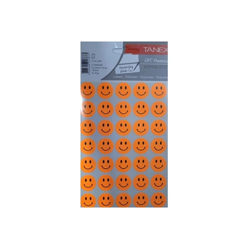 ETİKET-19MM FLO GÜLENYÜZ PKT*10-TURUNCU