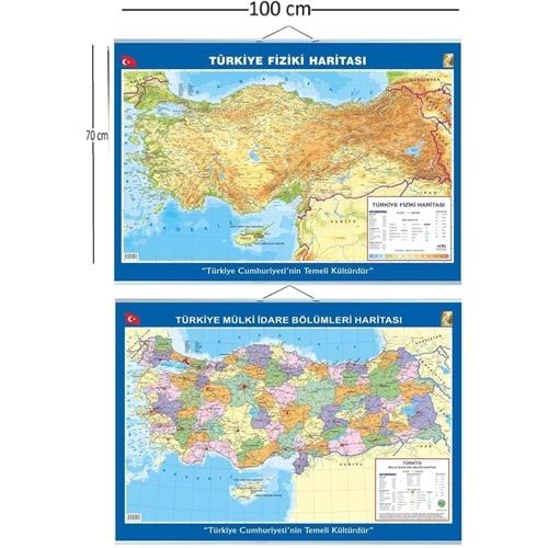 HARİTA-70x100 TÜRKİYE SİYASİ+FİZİKİ*ÇITALI