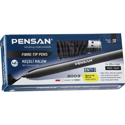 KEÇELİ KALEM-PENSAN OFİS TİP PKT*10-SİYAH