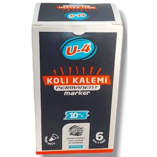 KOLİ KALEM-U-4 KESİK UÇ 10MM.PKT*6-SİYAH