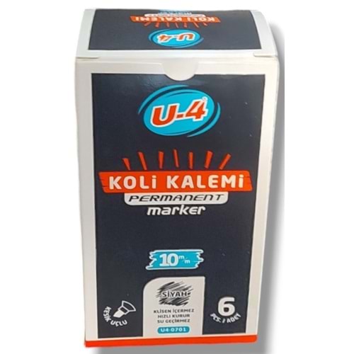 KOLİ KALEM-U-4 KESİK UÇ 6MM.PKT*10-SİYAH
